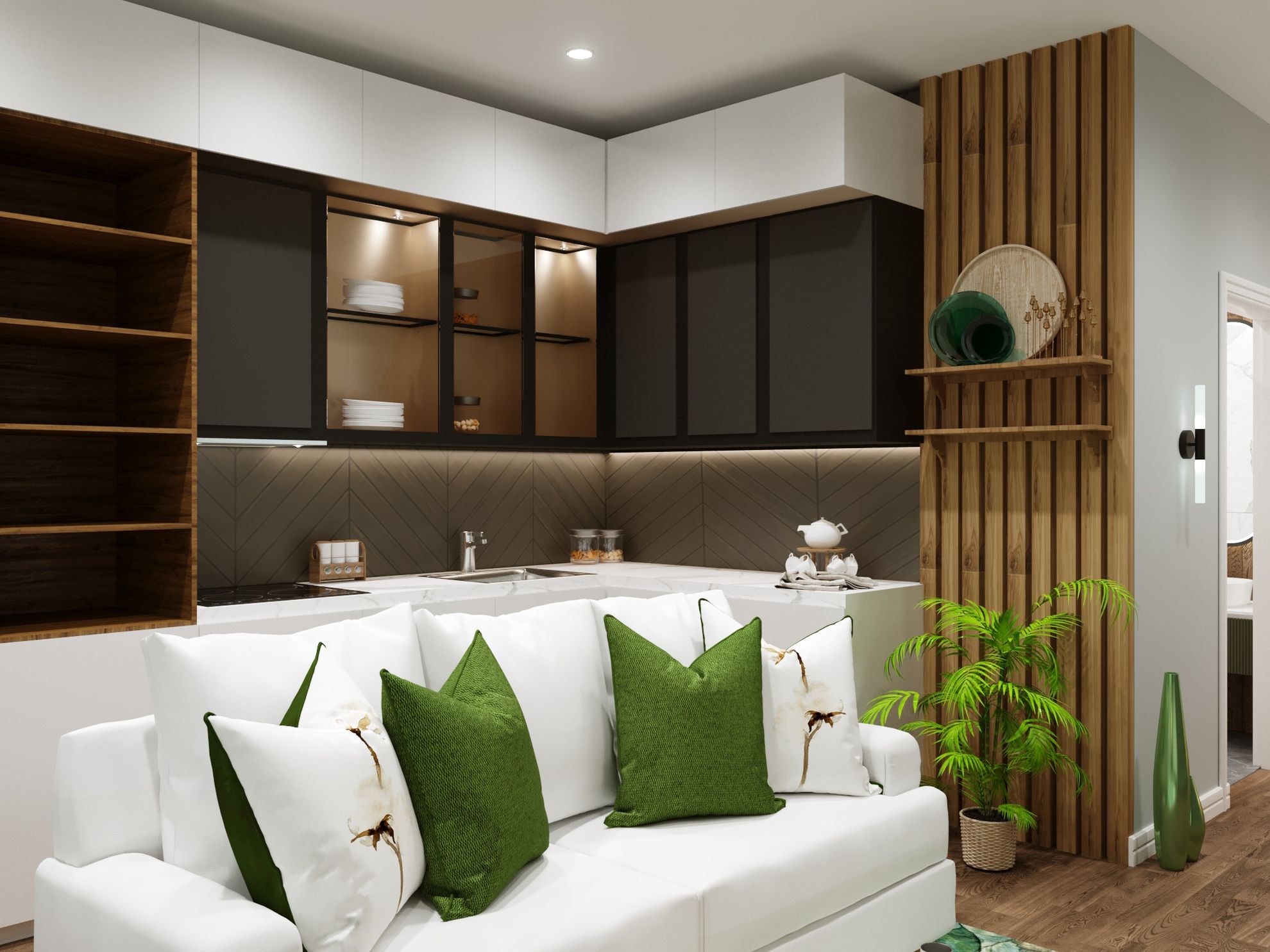 Использование мебели в студии 26м² в проекте «Клубный дом на Мечникова»